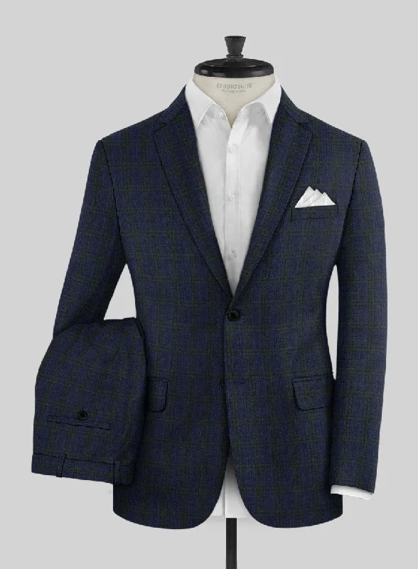 Classic Casualwear Noble Cinzia Blue Wool Silk Linen Suit