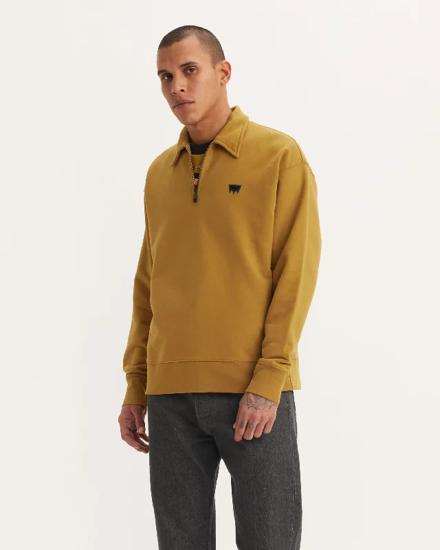 Stylish Pastels Look Skate New 1/4 Zip Sweatshirt in Dried Tobacco