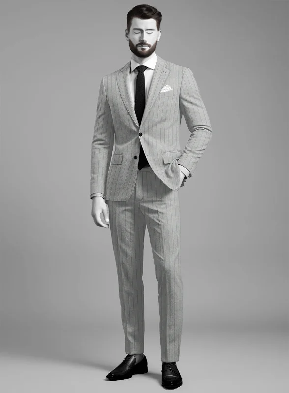 Tailored Rugged Napolean Artisan Band Gray Wool Suit