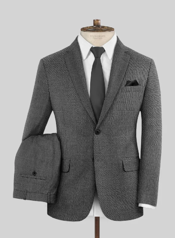 Rugged Classics Lanificio Zegna Trofeo Sharkskin Charcoal Wool Suit