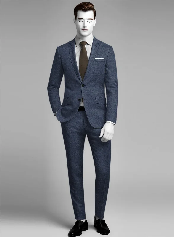 Earthy Fit Napolean Slate Blue Wool Suit