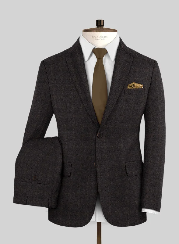 Soft Statement Italian Trek Brown Checks Flannel Suit