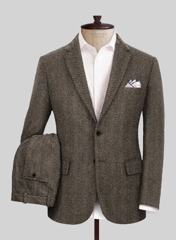 Smart Sportwear Naples Wide Herringbone Brown Tweed Suit