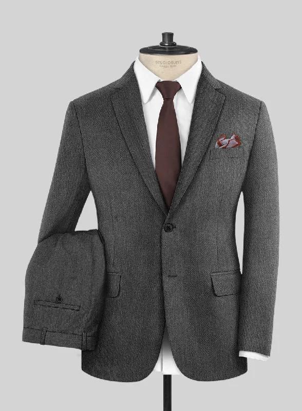 Smart Sportwear Cavalry Twill Dark Gray Wool Suit