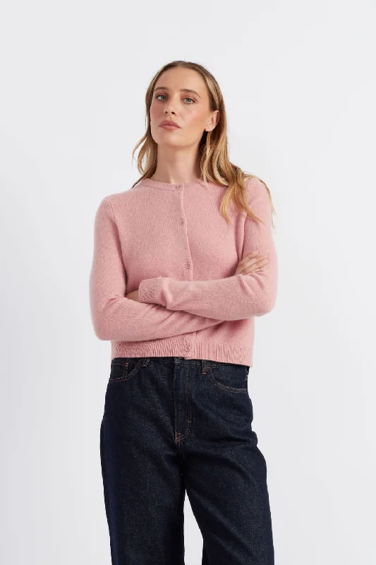 Cozy Street Style Clay-Pink Cloud Cashmere Cropped Cardigan