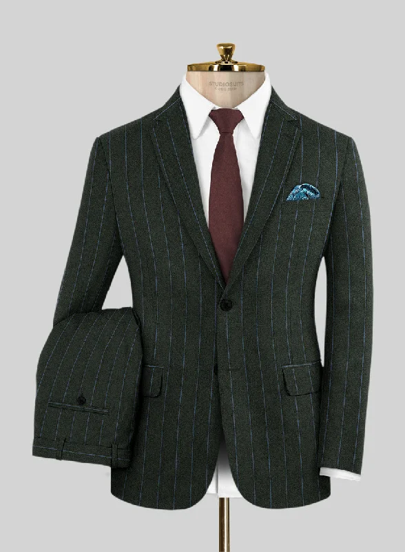 Sporty Modern Caccioppoli Orgi Green Wool Suit