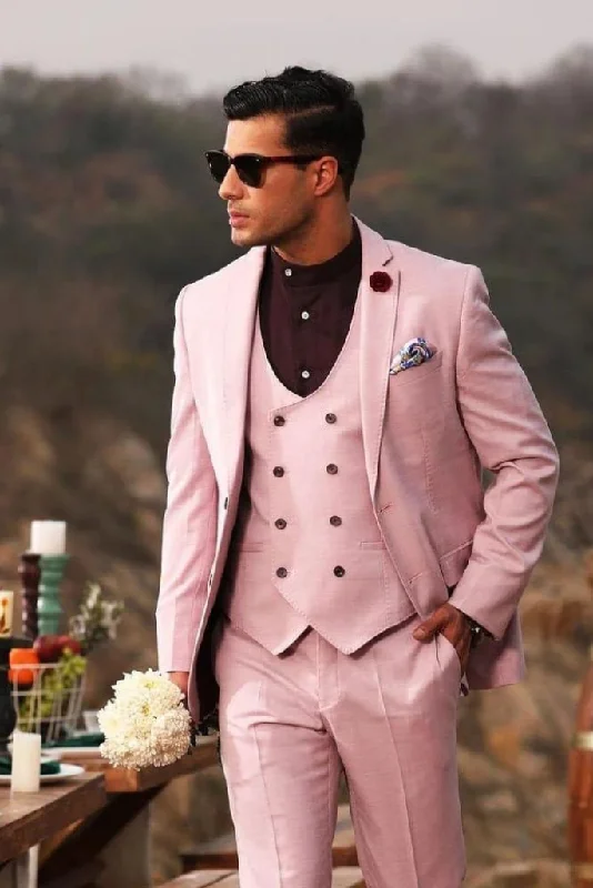 Relaxed Fitwear Men Pink Suit Three Piece Suit Wedding Suit Dinner Suit Formal Party Wear Suit Bespoke Tailoring