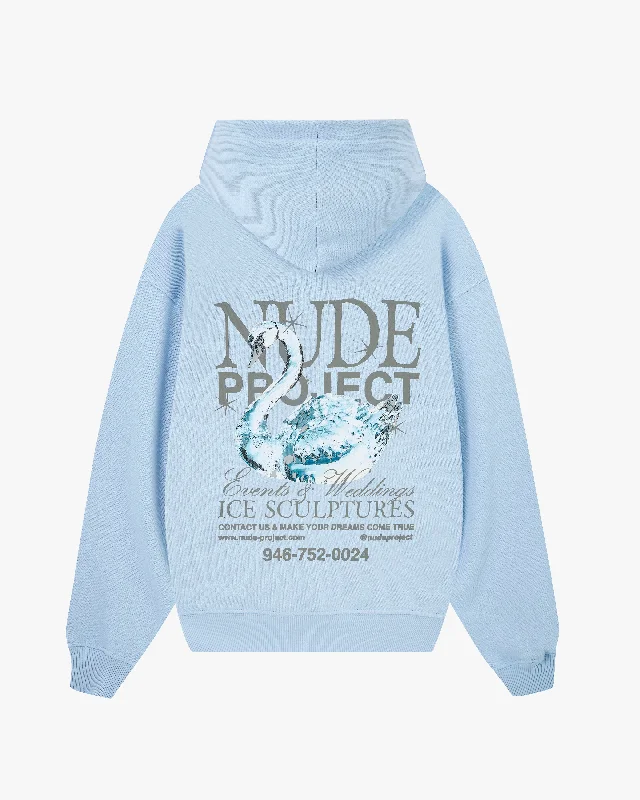 Modern Casual Look SCULPTURE HOODIE LIGHT BLUE