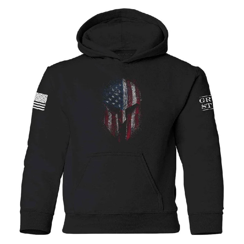 Sleek Monochrome Look Youth American Spartan Hoodie - Black