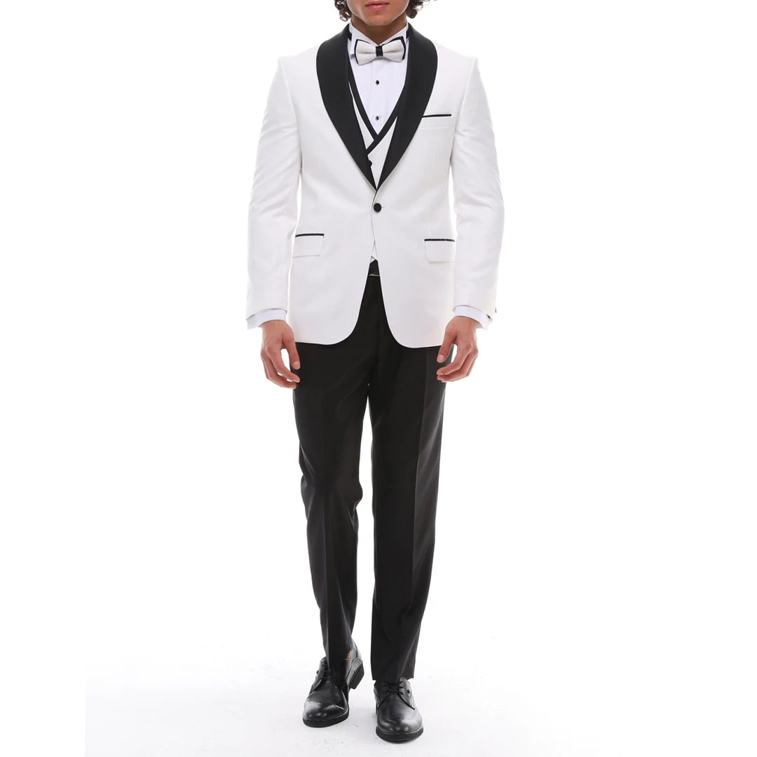 Sporty Fitwear SSW2302 - Men's 3 Piece Shawl Dinner Suit Wedding Prom Tuxedo Double Breasted