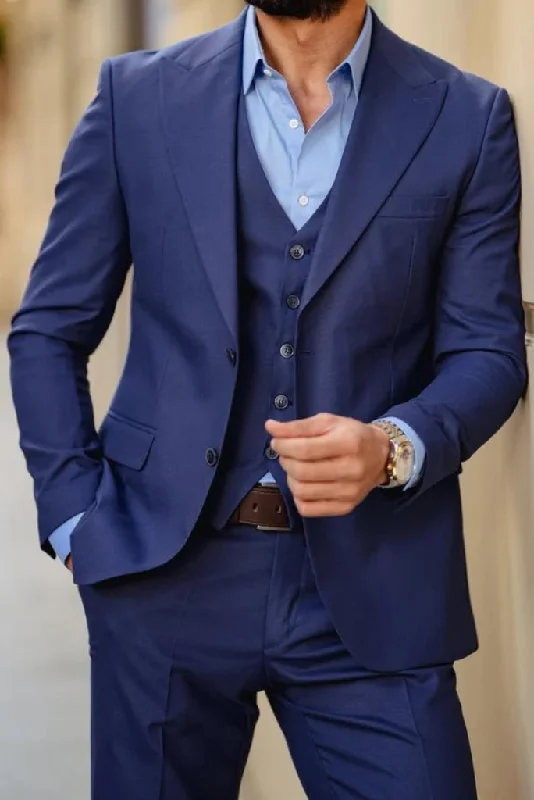 Fashionable Sport Look Men 3 Piece Suit Blue Wedding Suit, Dinner Suit, Party Suit Slim Fit Suit Wedding Groom suits Bespoke For Men