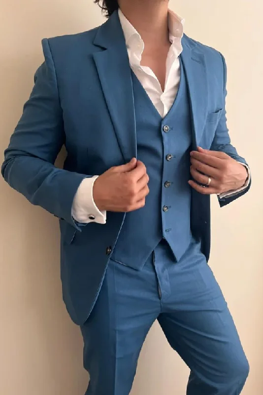 Modern Chic Look Men's Blue 3 Piece Suit Wedding Slim Fit Suits, Dinner Suit, Party Wear Formal Fashion Bespoke For Men