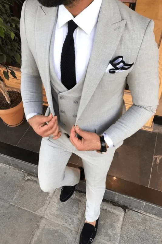 Modern Casual Look Men's Grey Three Piece Suit Wedding Suit Dinner Suit Formal Party Wear Suit Bespoke Gift For Him