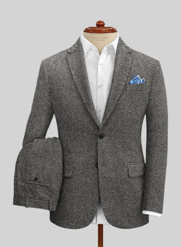 Chic Fitwear Gray Herringbone Flecks Donegal Tweed Suit