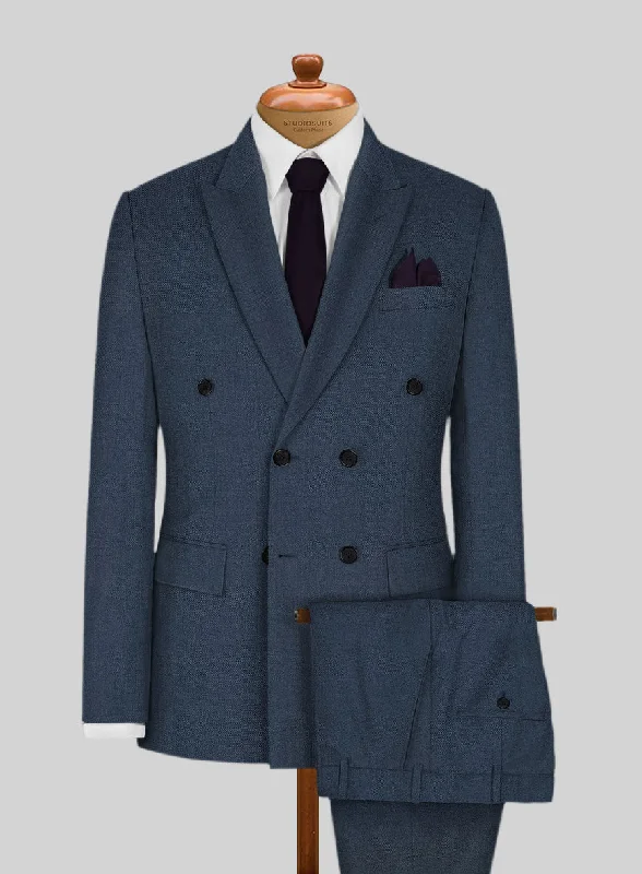 Classic Comfort Napolean Flat Blue Wool Suit