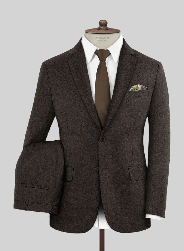 Smart Relaxed Italian Turna Brown Flannel Suit