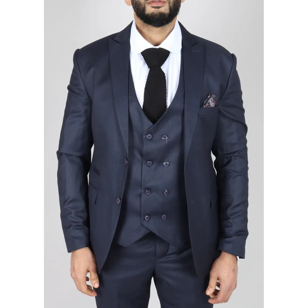 Sleek Outerwear Look IM1-DB - Men's Navy 3 Piece Suit