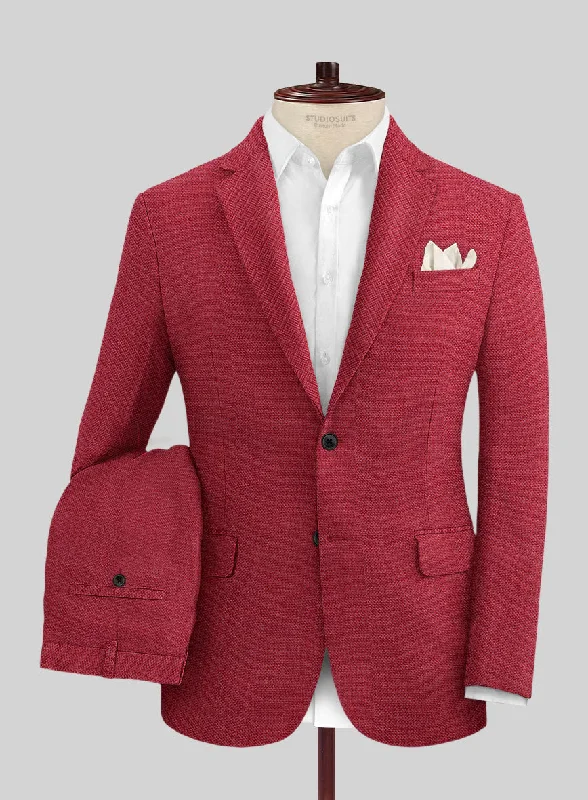 Tailored Sportwear Italian Prato Red Dobby Linen Suit