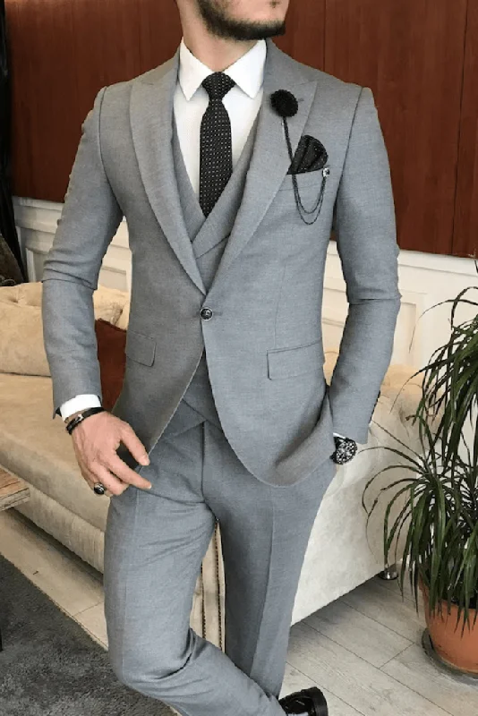 Retro Sportwear Men 3 Piece Slim Fit Suit Grey Wedding Suit, Dinner Suit, Party Suit Bespoke Tailoring