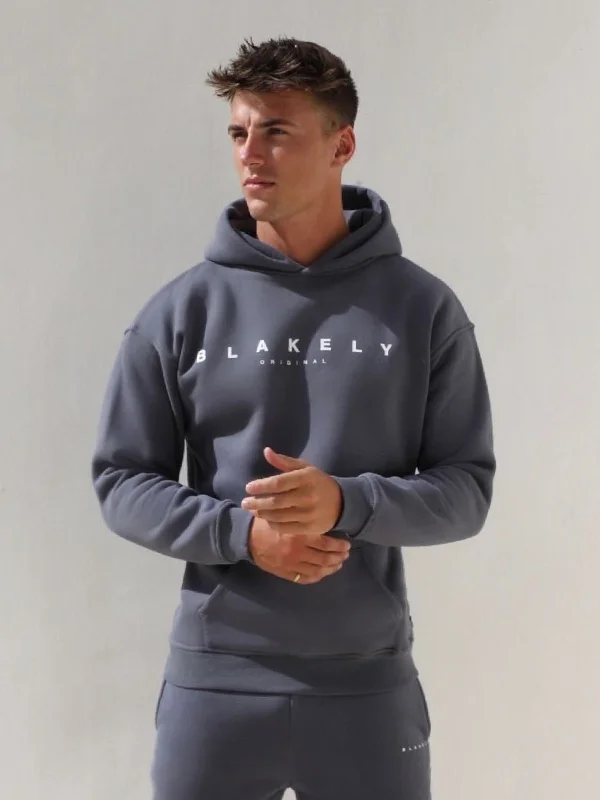 Sporty Minimalist Evolved Relaxed Hoodie - Blue