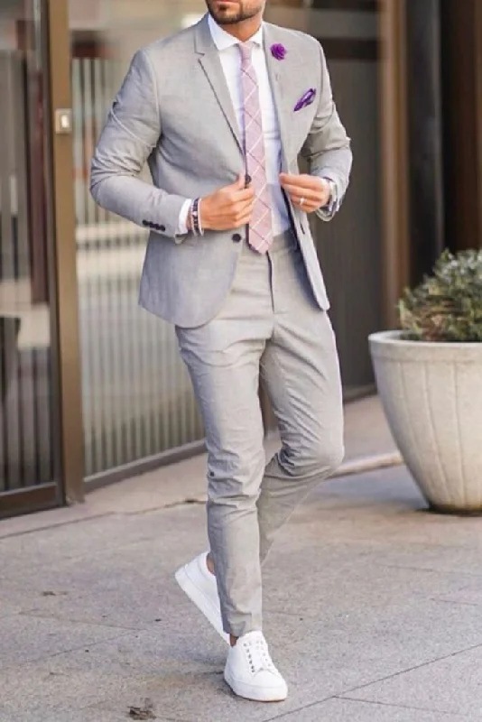 Sophisticated Fit Look Men 2 Piece Grey Suits Wedding & Dinner Suit Slim Fit One Button suit Bespoke For Men