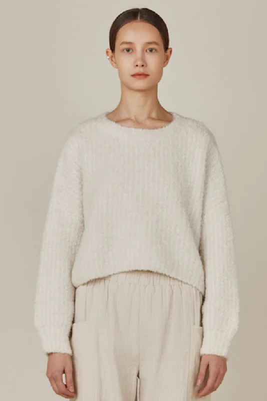 GRADE AND GATHER  CROP FUZZY SWEATER, MULTIPLE COLORS