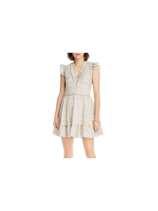 Melissa Womens Floral Ruffle Mini Dress