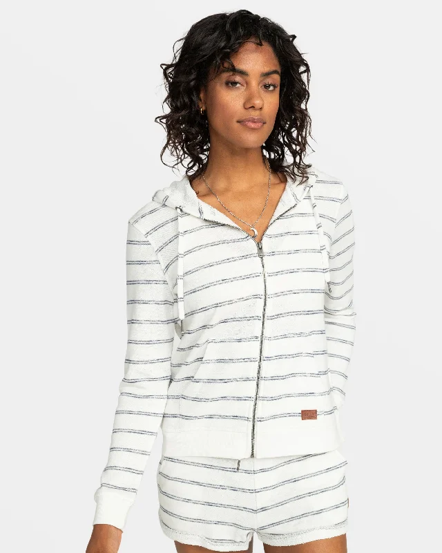 Perfect Wave Stripes Zip Hoodie - Snow White Horiz Will Stripes