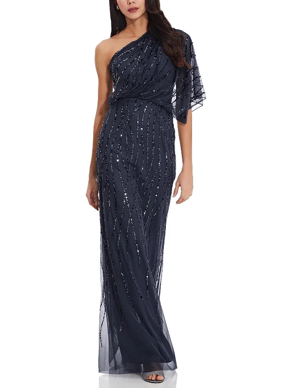 Womens Sequined Mesh Formal Dress