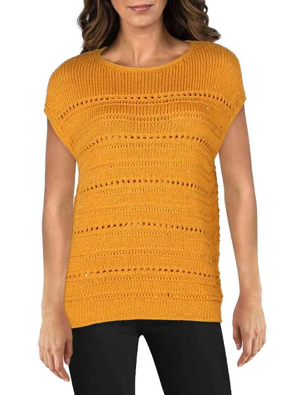 Womens Silk Blend Eyelet Sweater