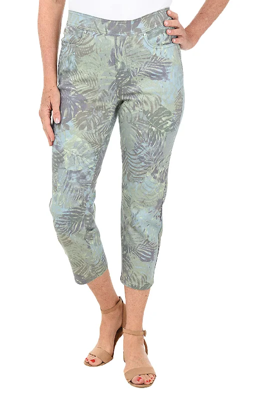 Tropical Camouflage Denim Crop Pant