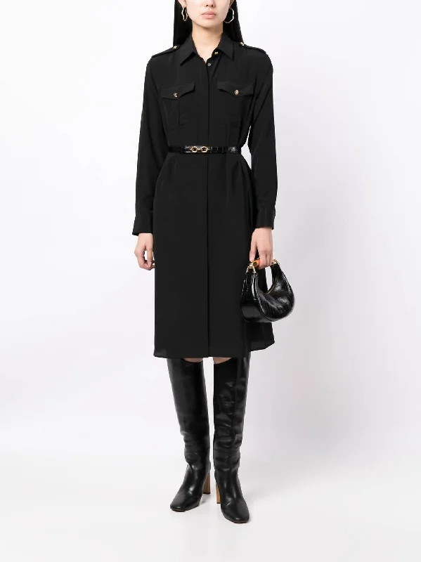 Smart Fit Look Adelaide Silk Shirt Dress In Black