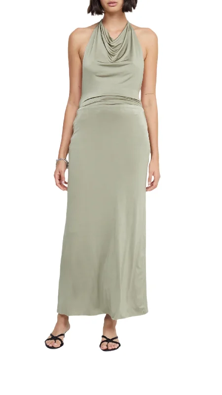 Relaxed Outerwear Ariel Halter Dress In Sage