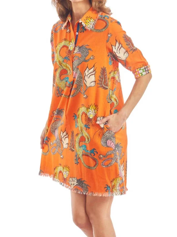 High-End Fit Chatham Dress In Orange Dragons