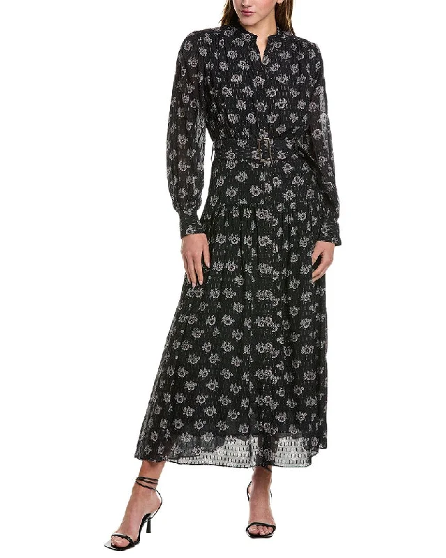 Timeless Chic Look Elie Tahari Clip Dot Silk-Blend Maxi Shirtdress