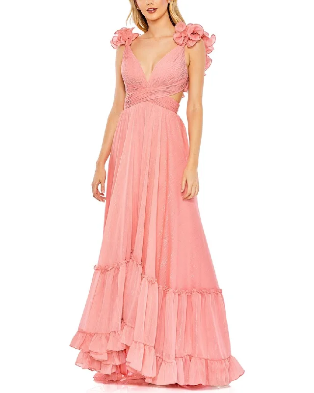 Fashionable Sport Look Mac Duggal Ruffle Sleeve Sweetheart A-Line Gown