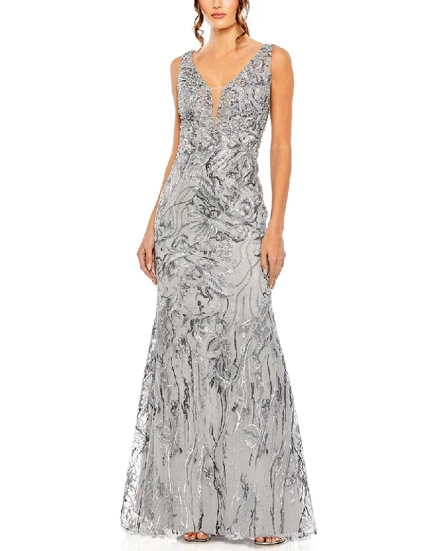 Stylish Statement Mac Duggal Sleeveless High Neck Embroidered Gown