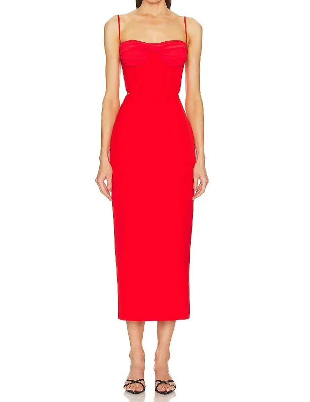 Modern Chic Outfit Martini Midi Dress In Fire Red