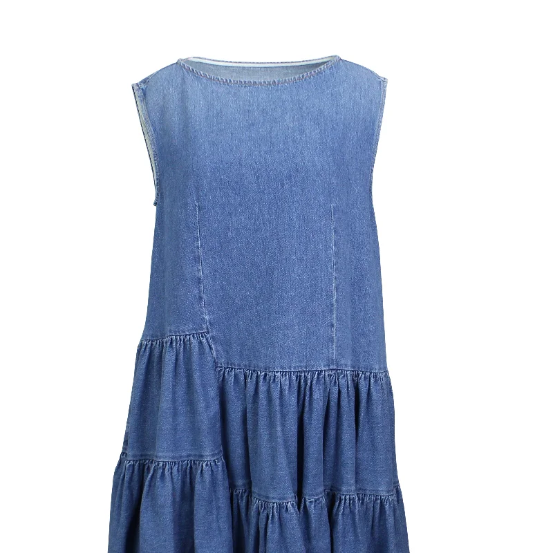 Relaxed Fitwear Mm6 Maison Margiela Denim Sleeveless Dress - Blue