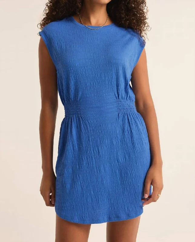 Timeless Fitwear Rowan Textured Dress In Blue Wave