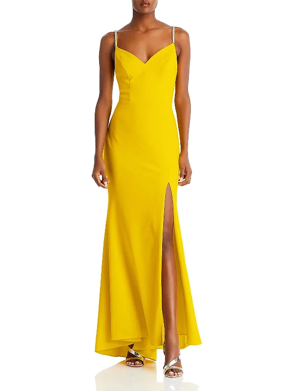 Bold Fit Look Womens Embellished Strap Long Evening Dress