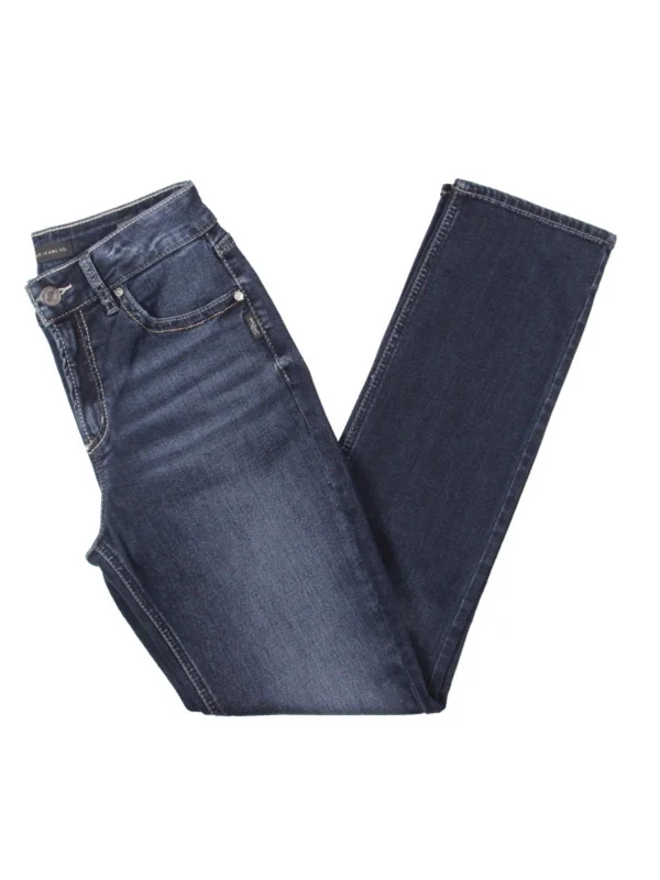 Womens High Rise Stretch Straight Leg Jeans