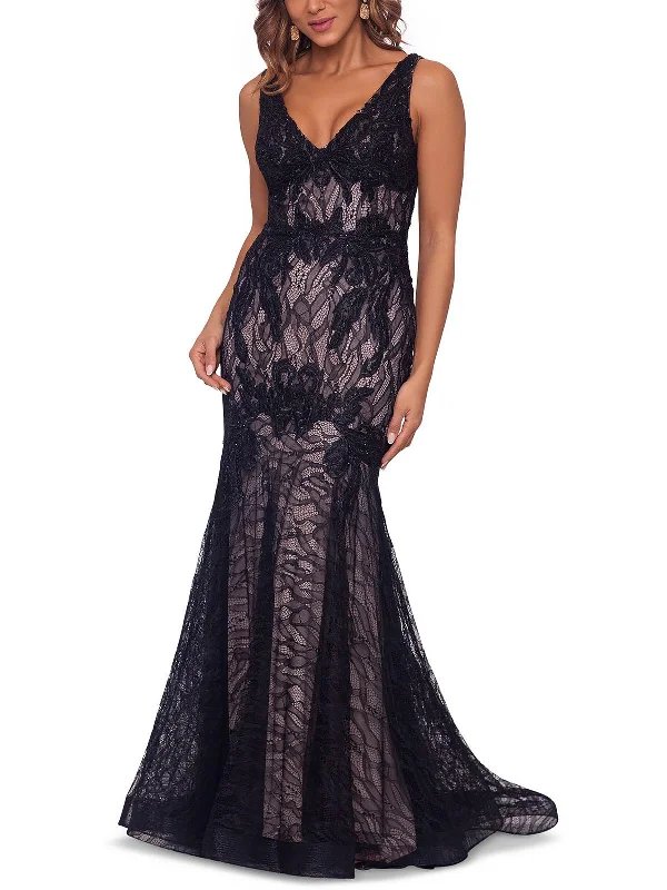 Fashionable Fitwear Womens Lace Sleeveless Evening Dress