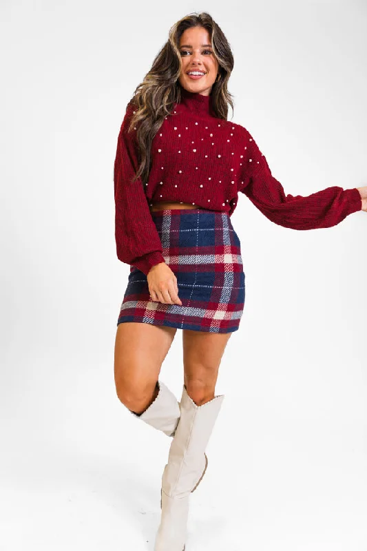 Plaid To Meet You Navy Skirt