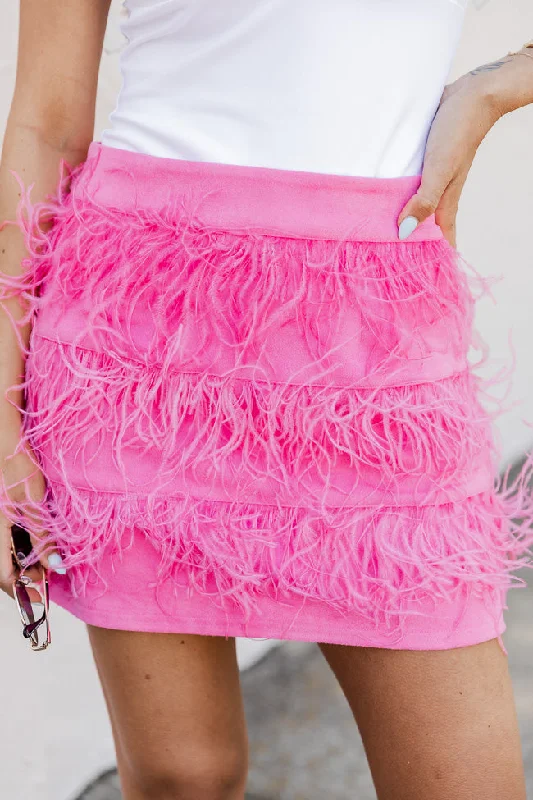 This Is Our Place Fuchsia Feather Trim Skirt FINAL SALE