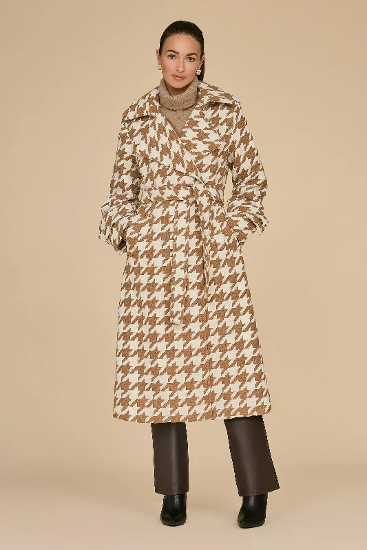 Juliette Longline Tweed Coat - Houndstooth