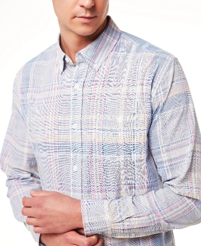 End On End Plaid Shirt In Blue Mirage