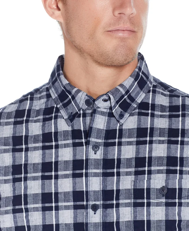 Plaid Seersucker Shirt In Shadow