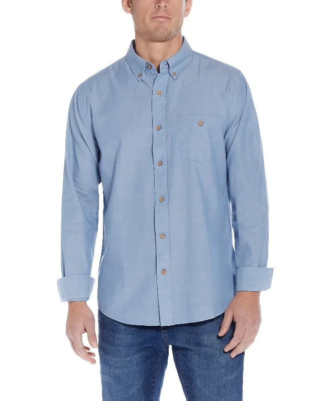 Long Sleeve Chambray Shirt In Chambray Blue