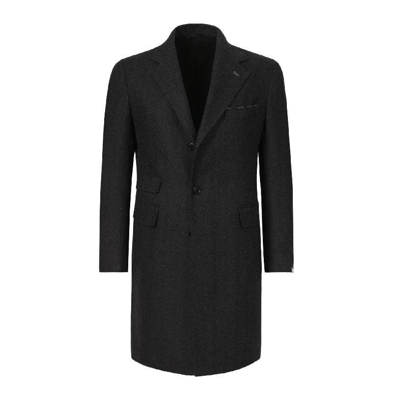 Single-Breasted Wool Cappotti Coat in Dark Grey. Exclusively Made for Sartale